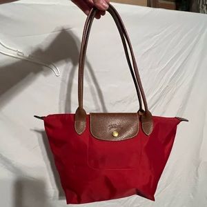 Longchamp Le Pliage Holiday Red Shopping Bag Modele Deposé Purse Tote